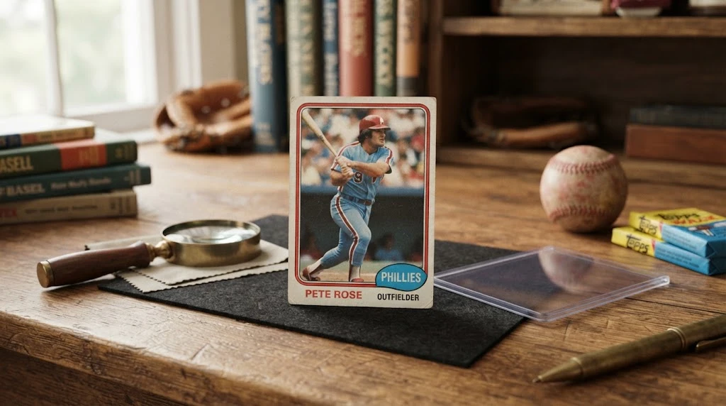 1981 Pete Rose Topps baseball card displayed for collectors