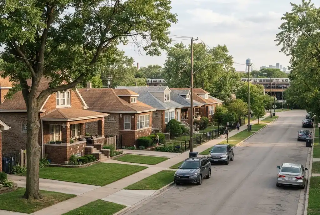 Residential neighborhood representing the 60656 real estate market in Chicago