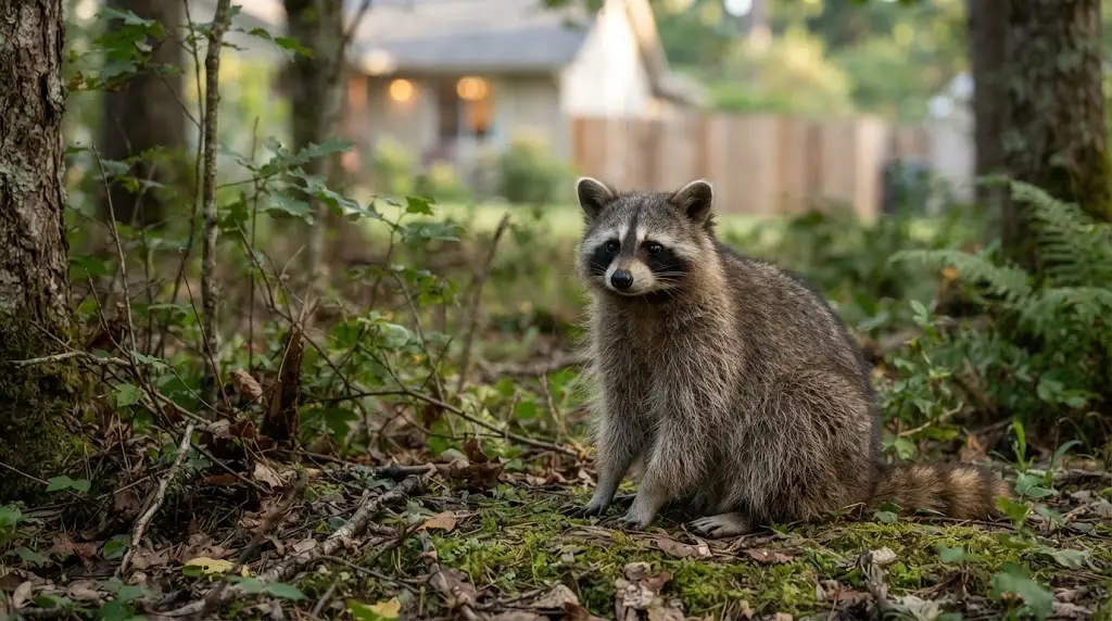 Wild raccoon in a natural habitat for a pet ownership guide