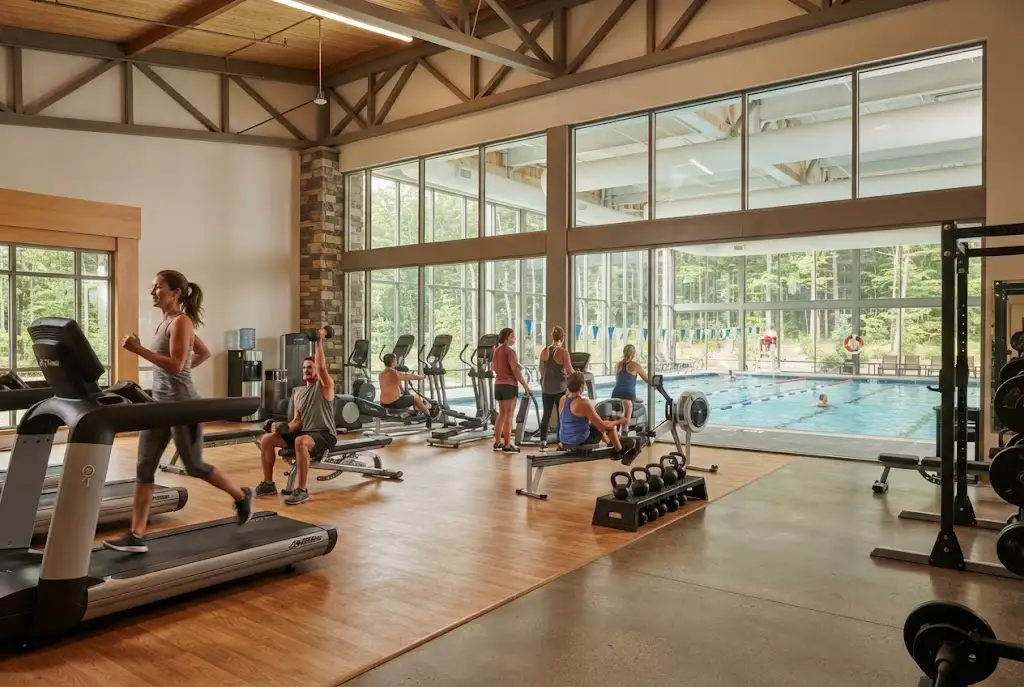 Woodloch Sports Complex fitness center and indoor pool in Hawley Pennsylvania