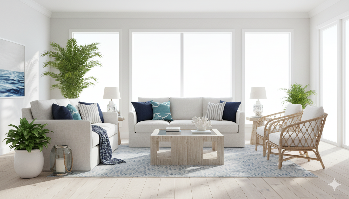 Stylish home & decor featuring cozy furniture, neutral tones, and indoor plants